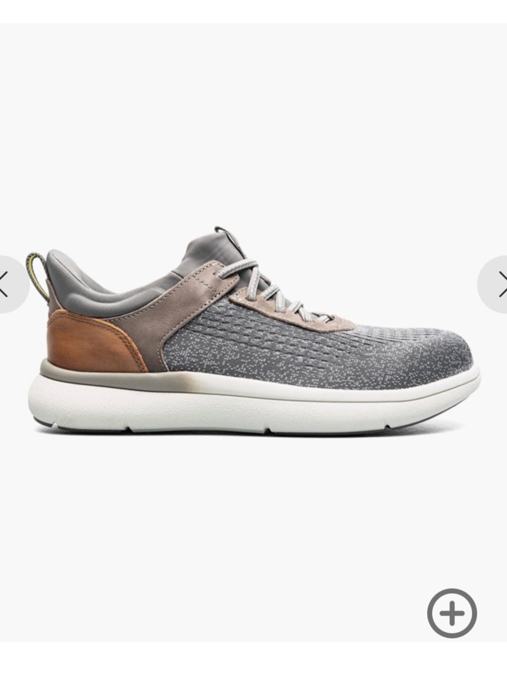 Florsheim Gray Knit Steel Toe Sneaker with Brown Heel
